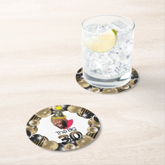 写真30歳の誕生日おもしろい ラウンドペーパーコースター (インサイチュ)