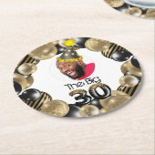 写真30歳の誕生日おもしろい ラウンドペーパーコースター (アングル)