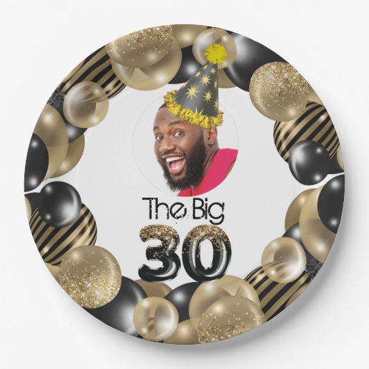 写真30歳の誕生日パーソナライズされた ペーパープレート (正面)