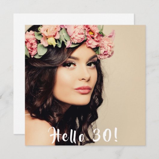 写真30歳の誕生日パーティーこんにちは30 招待状 (正面/裏面)