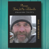 写真30歳の誕生日ブラックと金ゴールド 招待状