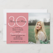 写真30歳の誕生日30ピンク気のあるそぶりをした誕生日 招待状 (正面)