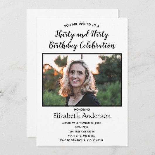 写真30歳の誕生日30気のあるそぶりをした誕生日 招待状 (正面/裏面)