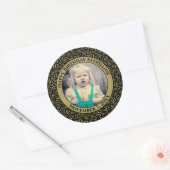 写真30歳の誕生日 |ブラック/金ゴールド30 ラウンドシール (封筒)