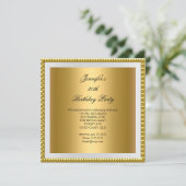 写真30th誕生日パーティーエレガント金ゴールド白 招待状 (スタンド正面)
