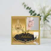 写真30th誕生日パーティーエレガント金ゴールド 招待状 (スタンド正面)