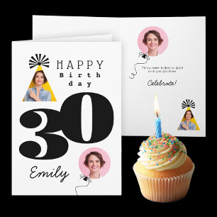 写真30th誕生日名前をカスタムするカード 招待状