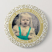 写真35番目の誕生日番号パターン |金ゴールド 缶バッジ (正面)