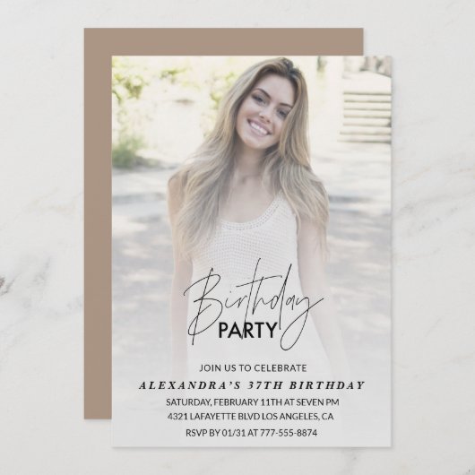 写真37歳の誕生日の招待バースデーパーティー 招待状 (正面/裏面)