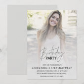 写真37歳の誕生日の招待Birthday Party Gray 招待状 (正面/裏面)