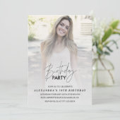 写真38歳の誕生日の招待Birthday Party Gray 招待状 (スタンド正面)