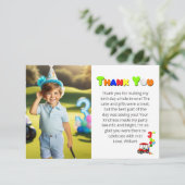 写真3rd誕生日レッドゴルフカート少年 サンキューカード (スタンド正面)