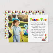 写真3rd誕生日レッドゴルフカート少年 サンキューカード (正面/裏面)