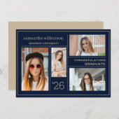 写真4コラージュおめでとうございます卒業生 ノートカード (正面/裏面)