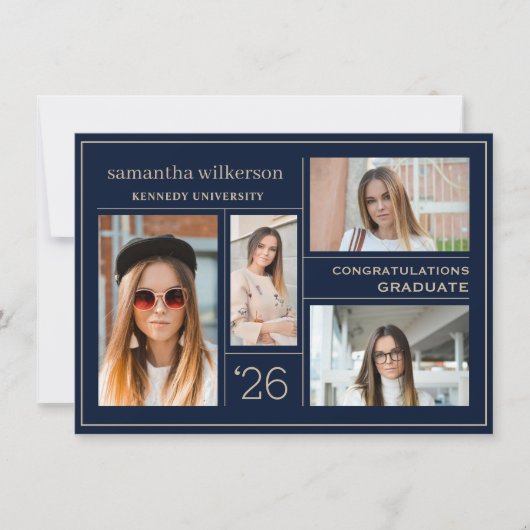 写真4コラージュおめでとうございます卒業生 ノートカード (正面)