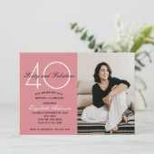 写真40と素晴らしいピンクの誕生日招待状 招待状 (スタンド正面)