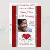 写真40パーソナライズされた歳の誕生日招待状 招待状 (正面/裏面)