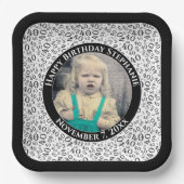 写真40乱数パターン黒/白 ペーパープレート (正面)