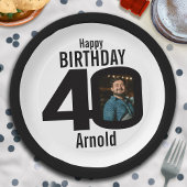 写真40歳の誕生日の白黒 ペーパープレート