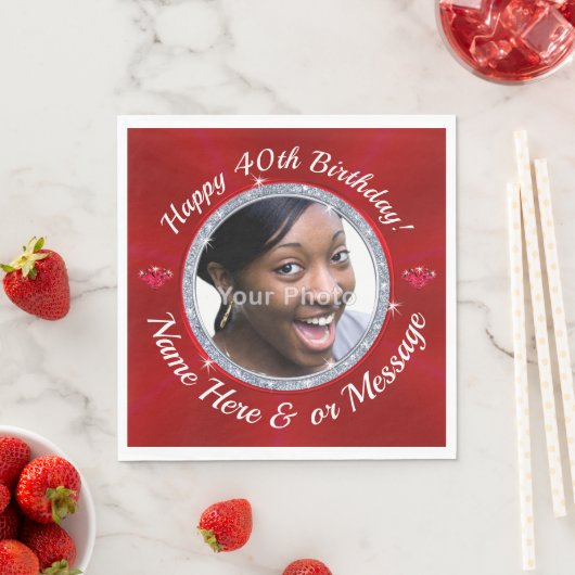 写真40歳パーソナライズされたの誕生日ナプキンス スタンダードランチョンナプキン (インサイチュ)