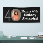 写真40th誕生日パーティーバナー白黒 横断幕 (トレードショー)