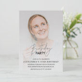 写真42歳の誕生日の招待Birthday Party Gray 招待状 (スタンド正面)