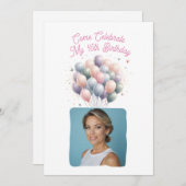 写真45パーソナライズされた番目の誕生日バルーン 招待状 (正面/裏面)