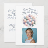 写真45パーソナライズされた番目の誕生日バルーン 招待状 (正面/裏面)