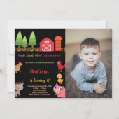 写真4thブラックレッドファーム動物誕生日 招待状 (正面)