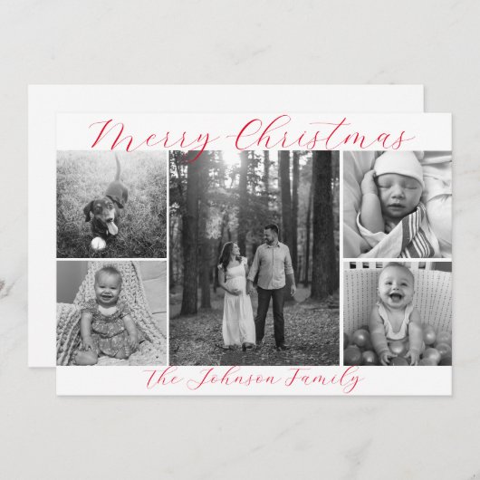 写真5枚のクリスマスカード シーズンカード (正面/裏面)