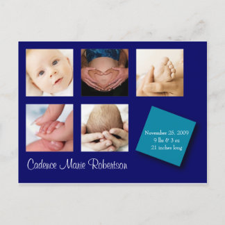 写真5枚の誕生のお知らせ 案内ポストカード