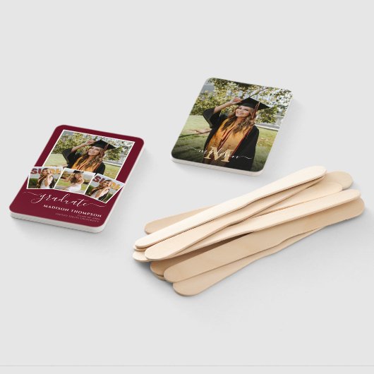 写真5枚シンプル大学院生Burgundy White ハンドファン (組立なし)