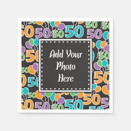 写真50パーソナライズされた番誕生日ナカラフルプキンス スタンダードカクテルナプキン (正面)