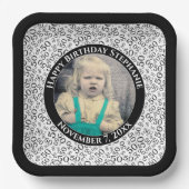 写真50乱数パターン金ゴールド/白 ペーパープレート (正面)