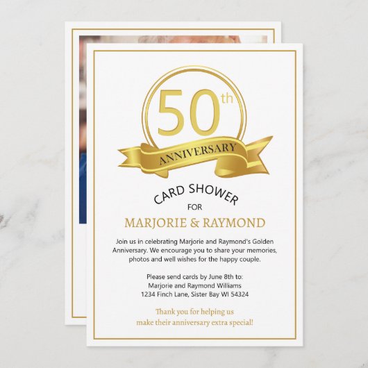 写真50周年記念カードシャワー招待状 招待状