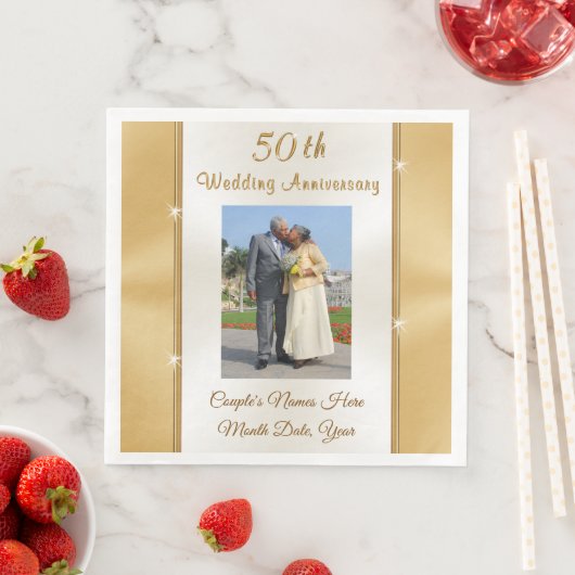 写真50周年記念結婚ディナーナプキンス (インサイチュ)