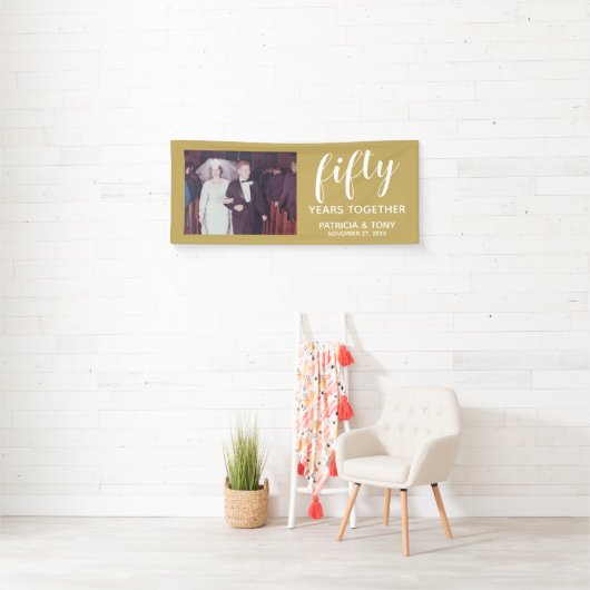 写真50周年記念結婚仮想お祝い 横断幕 (インサイチュ)