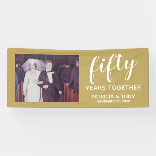 写真50周年記念結婚仮想お祝い 横断幕 (横)
