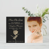 写真50誕生日シックブラック セーブザデート (スタンド正面)