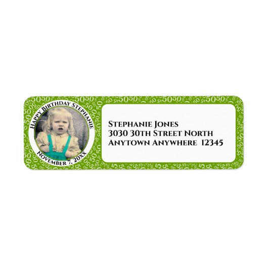 写真50誕生日番号パッテングリーン/ホワイト ラベル (正面)