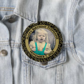 写真50誕生日番号 |ブラック/金ゴールド 缶バッジ (インサイチュ)