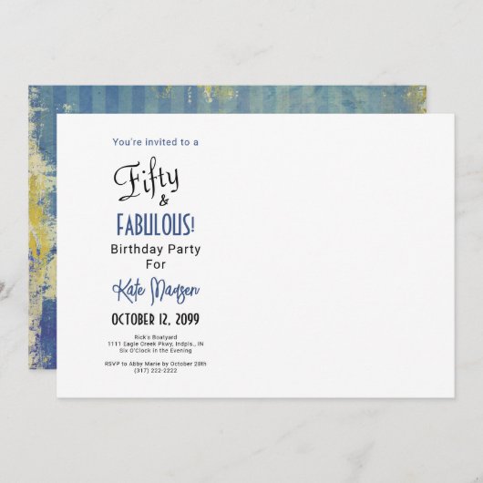 写真50 & FABULOUS 50thバースデーパーティーブース 招待状 (正面/裏面)