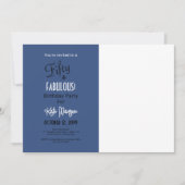 写真50 & FABULOUS 50th Birthday Party Blue 招待状 (正面)