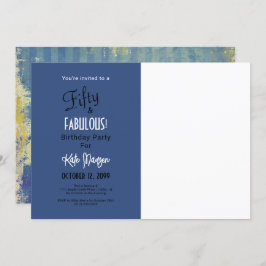 写真50 & FABULOUS 50th Birthday Party Blue 招待状