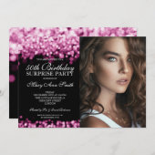 写真50thサプライズ誕生日バラ金ゴールド灯 招待状 (正面/裏面)