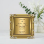 写真50thバースデーパーティーエレガント金ゴールドブラック 招待状 (スタンド正面)