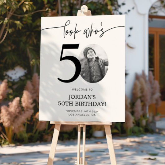 写真50th誕生日ウェルカムサイン | 誰が50歳か見て ポスター