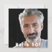 写真50th誕生日パーティーこんにちは50男の黒 招待状 (正面)