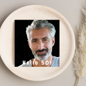 写真50th誕生日パーティーこんにちは50男の黒 招待状