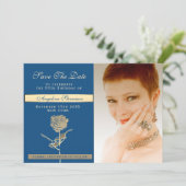 写真50th誕生日ラグジュアリークラシックブルーと金ゴールド セーブザデート (スタンド正面)